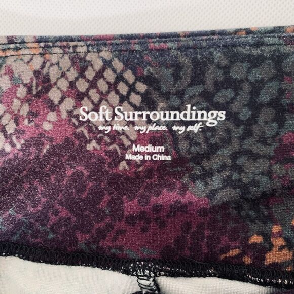Soft Surroundings Legging Women M Purple Green Animal Print Pull On Boho Lounge - Picture 3 of 10